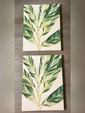 Botanical Leaf Canvas Prints , Set of 2 (12”x 19”)